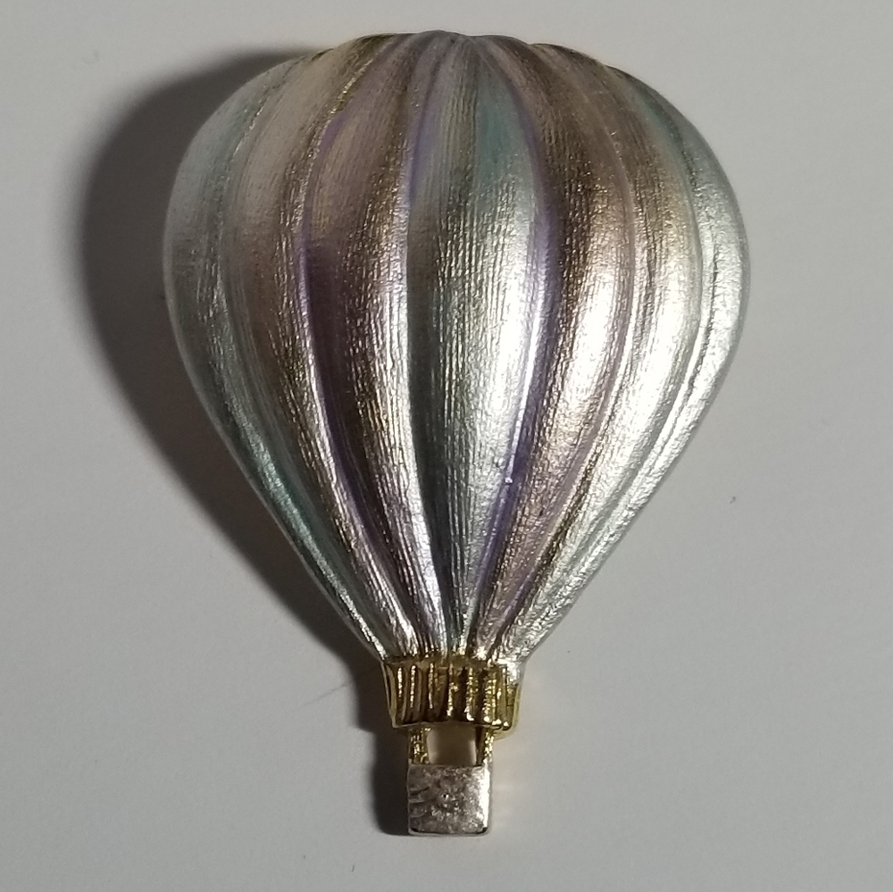 Relisted - Vintage hot air balloon brooch pastel pin flying jewelry - Picture 5 of 9